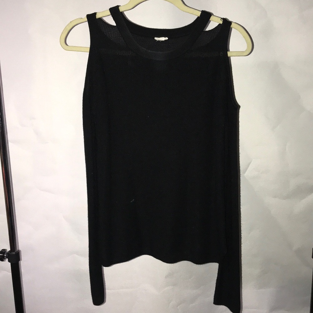All black cold shoulder sweater